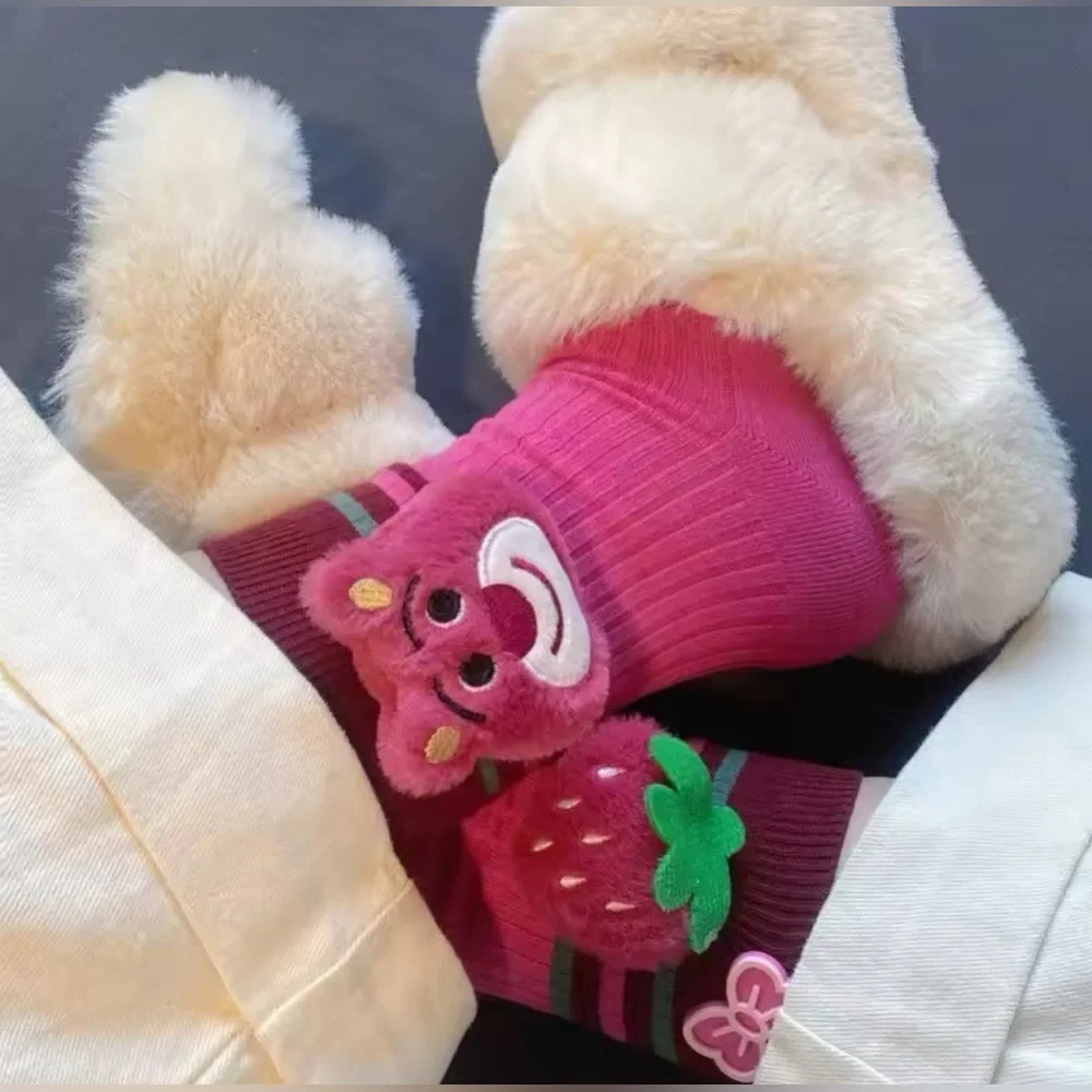 Disney Toys Story Lotso Bear Mid-calf Fashion Cartoon Anime Funny Ugly Socks NIB